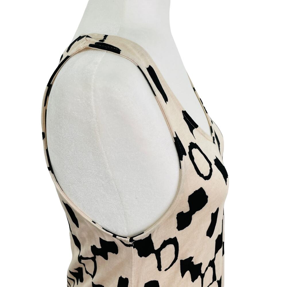 H&M Cream & Black Geometric Print Knit Dress Sleeveless Scoop Neck Pullover S - Picture 6 of 11